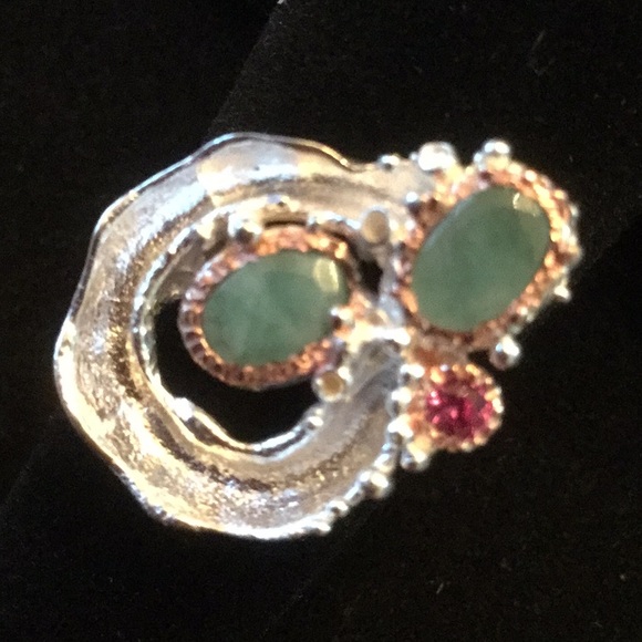 Genuine Art Moderne Emerald Ring - Picture 2 of 8
